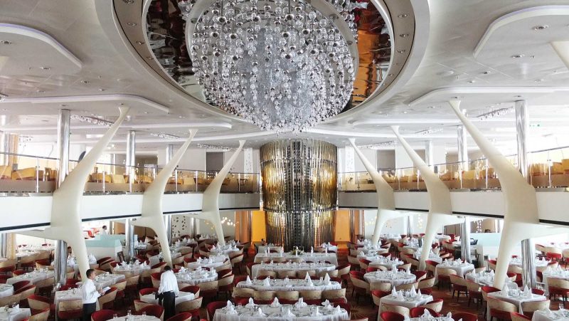 Celebrity Silhouette's Grand Cuvée Dining Room during a port stop in Naples, Italy.