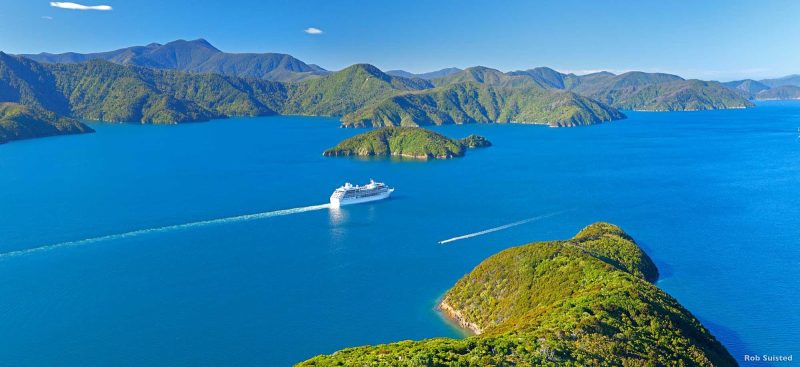Cruise ships love to visit the Marlborough Sounds because the waters are sheltered and the scenery is mind-blowing. Ashore you can explore the port town of Picton, catch a tour to the world-famous Marlborough wine region or arrange to go fishing.