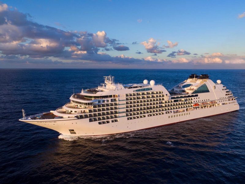 An aerial of Seabourn Encore, the luxury ship that debuted in early 2017. 