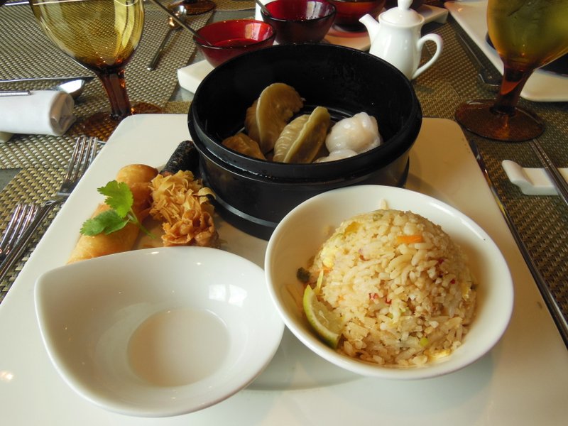 Dim sum assortment as a course for lunch in the Tamarind restaurant on Eurodam.