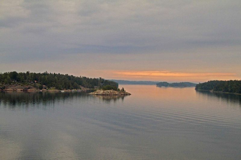 Sailing through an archipelago in Sweden.