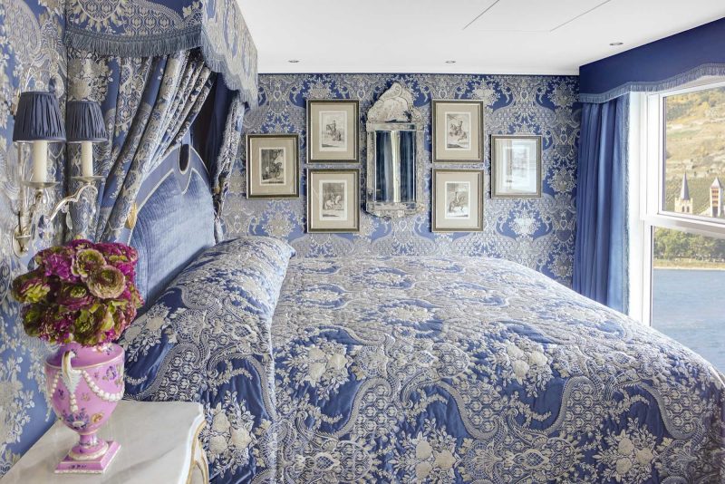 An elegantly appointed suite on Uniworld's S.S. Maria Theresa.