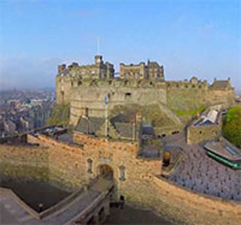 Edinburgh Castle is a historic fortress that dominates Edinburgh's skyline from its position on the Castle Rock in Scotland.