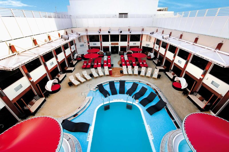 Checking in at any of the Haven accommodations on Norwegian Epic gives you access to the Courtyard, where you can enjoy swimming, fitness activities, a relaxing soak in the hot tub and more.