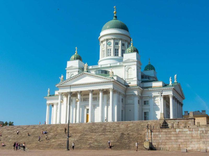 Helsinki Cathedral, a major tourist attraction in Senate Square in Helsinki. 