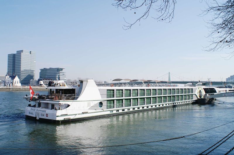 Tauck's 118-passenger Swiss Sapphire river cruise ship in Cologne, Germany.