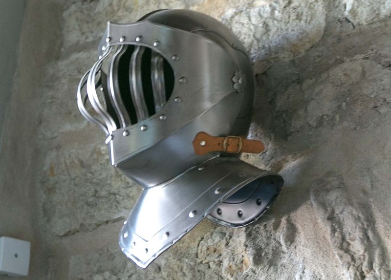 An armor helmet in the Kiek in de Kök Fortification Museum in Tallinn.