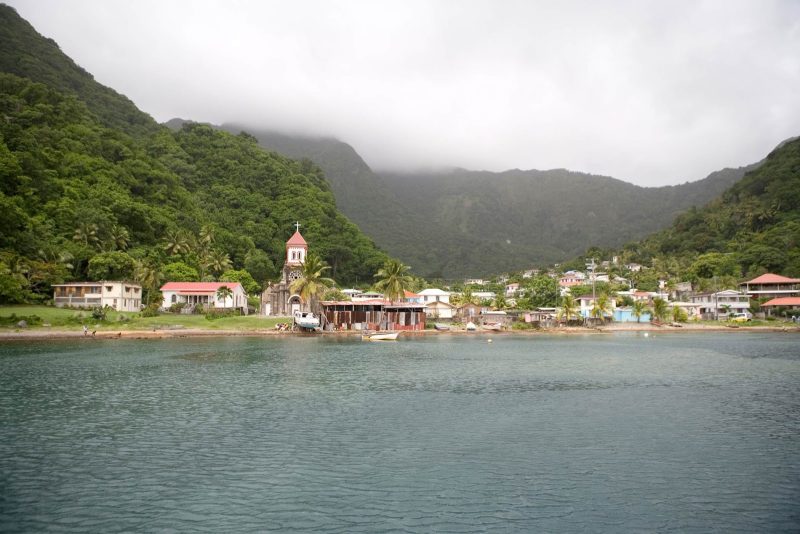 A charming coastal town in the small Caribbean nation of Dominica.