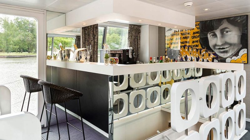 The interior of the boat was modern and comfortable.