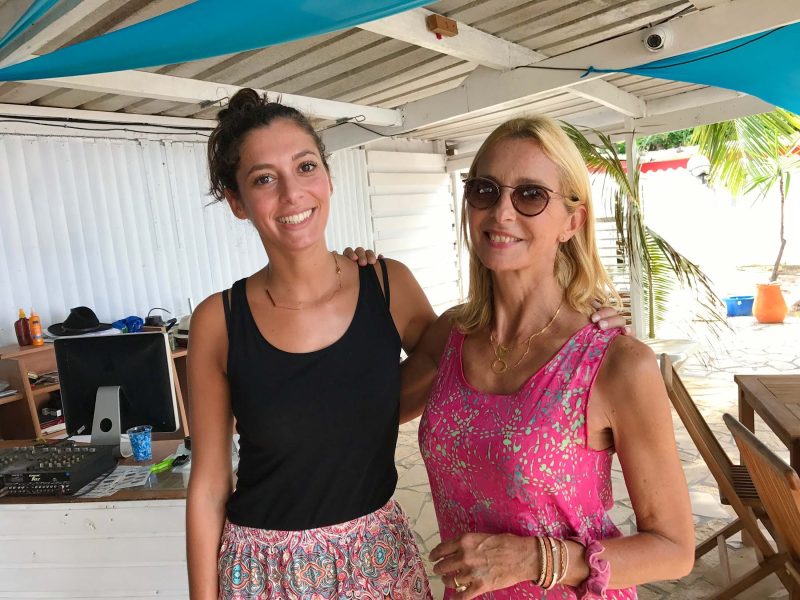 French-speaking proprietor Charlotte and her daughter Jade, who operate Les Filets Bleus on the beach in Le Marin, Martinique.