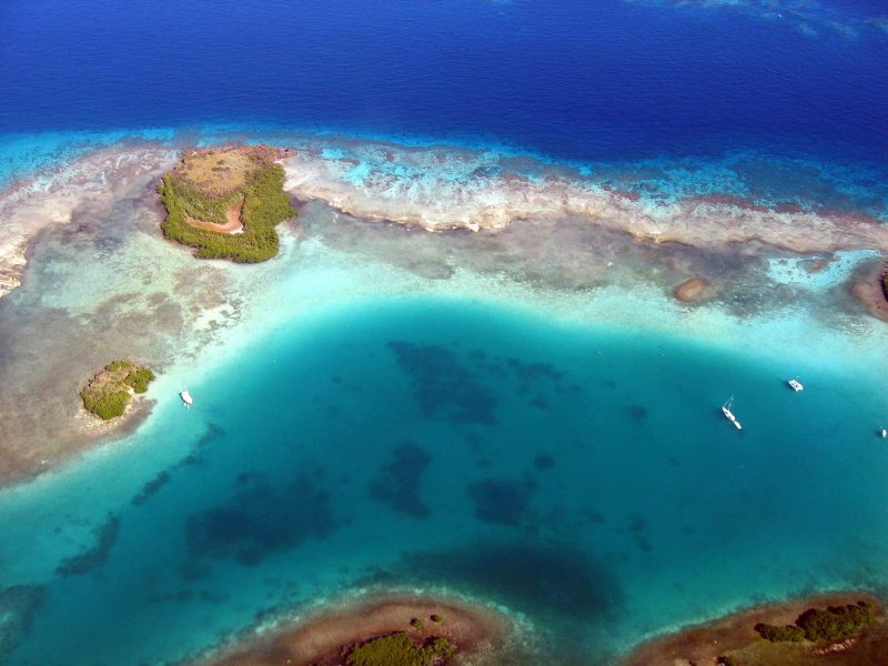 An aerial of beautiful Isla de Culebra in Puerto Rico.