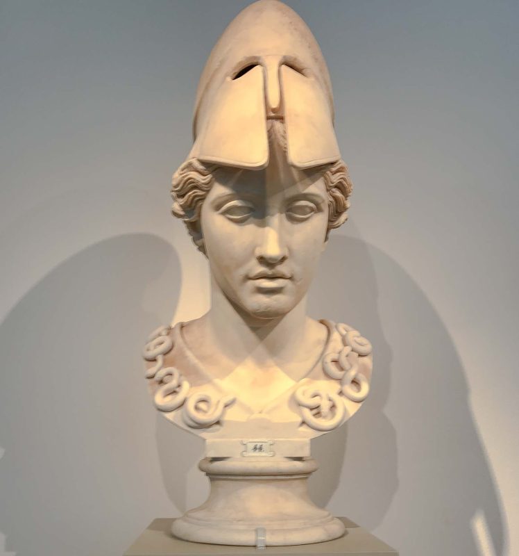 Bust of Athena in the Velletri type, circa 400 B.C., at the Altes Museum in Berlin.
