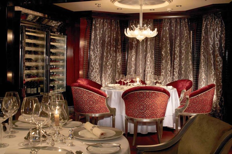 The immaculate dining room of Celebrity Century's Murano restaurant will not disappoint.