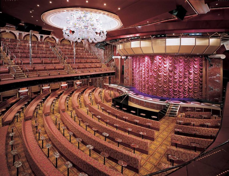Carnival Sunrise's Rome Lounge is the setting for professional shows and performances.