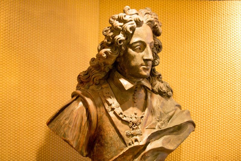 A terracotta statue of France's King Philip V, dating to the early 1800s, on ms Oosterdam.